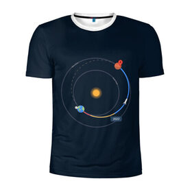 Мужская футболка 3D спортивная с принтом Земля - Марс в Белгороде, 100% полиэстер с улучшенными характеристиками | приталенный силуэт, круглая горловина, широкие плечи, сужается к линии бедра | 2022 | cat | elon | galaxy | mars | moon | musk | nasa | space | spacex | tesla | вселенная | галактика | звезды | илон | космонавт | космос | луна | марс | маск | наса | скафандр | тесла