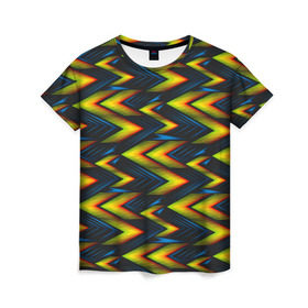 Женская футболка 3D с принтом ZigZag в Белгороде, 100% полиэфир ( синтетическое хлопкоподобное полотно) | прямой крой, круглый вырез горловины, длина до линии бедер | texture | абстракция | зигзаг | молнии | текстура | узоры
