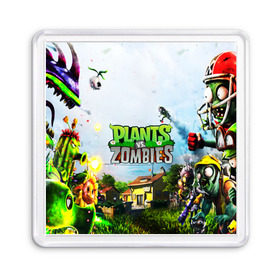 Магнит 55*55 с принтом PLANTS VS. ZOMBIES в Белгороде, Пластик | Размер: 65*65 мм; Размер печати: 55*55 мм | Тематика изображения на принте: garden warfare | plants | plants vs. zombies | plants vs. zombies: garden warfare | popcap | zombies | кактус | картошка | подсолнух | растения против зомби | сад