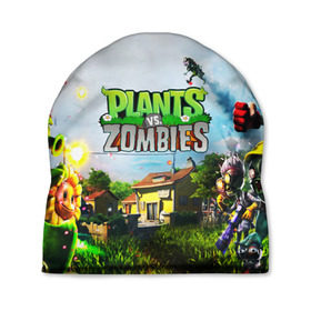 Шапка 3D с принтом PLANTS VS. ZOMBIES в Белгороде, 100% полиэстер | универсальный размер, печать по всей поверхности изделия | Тематика изображения на принте: garden warfare | plants | plants vs. zombies | plants vs. zombies: garden warfare | popcap | zombies | кактус | картошка | подсолнух | растения против зомби | сад