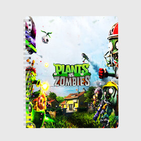 Тетрадь с принтом PLANTS VS ZOMBIES в Белгороде, 100% бумага | 48 листов, плотность листов — 60 г/м2, плотность картонной обложки — 250 г/м2. Листы скреплены сбоку удобной пружинной спиралью. Уголки страниц и обложки скругленные. Цвет линий — светло-серый
 | garden warfare | plants | plants vs. zombies | plants vs. zombies: garden warfare | popcap | zombies | кактус | картошка | подсолнух | растения против зомби | сад