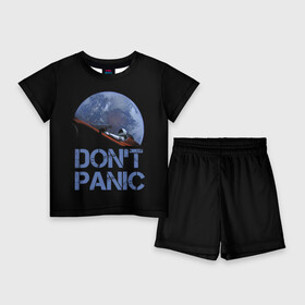 Детский костюм с шортами 3D с принтом Dont Panic в Белгороде,  |  | 2022 | cat | elon | galaxy | mars | moon | musk | nasa | space | spacex | tesla | вселенная | галактика | звезды | илон | космонавт | космос | луна | марс | маск | наса | скафандр | тесла