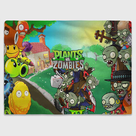 Плед 3D с принтом PLANTS VS. ZOMBIES в Белгороде, 100% полиэстер | закругленные углы, все края обработаны. Ткань не мнется и не растягивается | garden warfare | plants | plants vs. zombies | plants vs. zombies: garden warfare | popcap | zombies | кактус | картошка | подсолнух | растения против зомби | сад