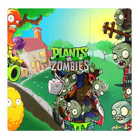 Магнитный плакат 3Х3 с принтом PLANTS VS. ZOMBIES в Белгороде, Полимерный материал с магнитным слоем | 9 деталей размером 9*9 см | Тематика изображения на принте: garden warfare | plants | plants vs. zombies | plants vs. zombies: garden warfare | popcap | zombies | кактус | картошка | подсолнух | растения против зомби | сад