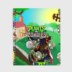 Тетрадь с принтом PLANTS VS ZOMBIES в Белгороде, 100% бумага | 48 листов, плотность листов — 60 г/м2, плотность картонной обложки — 250 г/м2. Листы скреплены сбоку удобной пружинной спиралью. Уголки страниц и обложки скругленные. Цвет линий — светло-серый
 | garden warfare | plants | plants vs. zombies | plants vs. zombies: garden warfare | popcap | zombies | кактус | картошка | подсолнух | растения против зомби | сад