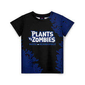 Детская футболка 3D с принтом Plants vs. Zombies в Белгороде, 100% гипоаллергенный полиэфир | прямой крой, круглый вырез горловины, длина до линии бедер, чуть спущенное плечо, ткань немного тянется | battle | game | plants vs zombies | plants vs zombies battle for neighborville | zombie | битва | битва за нейборвиль | зомби | игра | надпись | растения | растения против зомби
