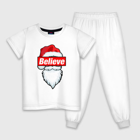 Детская пижама хлопок с принтом Санта в Белгороде, 100% хлопок |  брюки и футболка прямого кроя, без карманов, на брюках мягкая резинка на поясе и по низу штанин
 | Тематика изображения на принте: 20 | 2020 | believe | christmas | claus | hipster | merry | new | santa | supreme | year | год | дед | клаус | мороз | новый | новый год | праздник | рождество | санта | супреме | суприм | суприме | хипстер