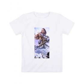 Детская футболка хлопок с принтом Horizon Zero Dawn в Белгороде, 100% хлопок | круглый вырез горловины, полуприлегающий силуэт, длина до линии бедер | horizon zero dawn | лук | персонаж | элой