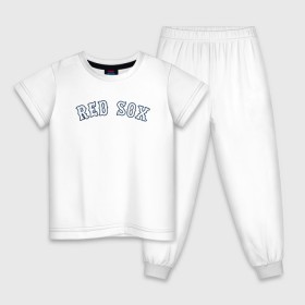 Детская пижама хлопок с принтом Red sox в Белгороде, 100% хлопок |  брюки и футболка прямого кроя, без карманов, на брюках мягкая резинка на поясе и по низу штанин
 | red sox | rsac | бейсбол | бостон | красные носки | массачусетс | профессиональная бейсбольная | спорт | улетай | утекай