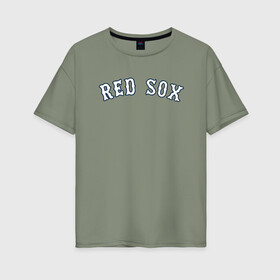 Женская футболка хлопок Oversize с принтом Red sox в Белгороде, 100% хлопок | свободный крой, круглый ворот, спущенный рукав, длина до линии бедер
 | red sox | rsac | бейсбол | бостон | красные носки | массачусетс | профессиональная бейсбольная | спорт | улетай | утекай