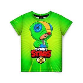 Детская футболка 3D с принтом BRAWL STARS LEON в Белгороде, 100% гипоаллергенный полиэфир | прямой крой, круглый вырез горловины, длина до линии бедер, чуть спущенное плечо, ткань немного тянется | brawl stars | leon