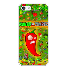 Чехол для iPhone 5/5S матовый с принтом Plants vs Zombies в Белгороде, Силикон | Область печати: задняя сторона чехла, без боковых панелей | plant | zombies | зомби | растения | растения против зомби