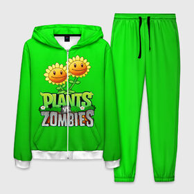 Мужской костюм 3D с принтом PLANTS VS ZOMBIES в Белгороде, 100% полиэстер | Манжеты и пояс оформлены тканевой резинкой, двухслойный капюшон со шнурком для регулировки, карманы спереди | battle | plants | plants vs zombies | pvsz | vs | zombies | растения против зомби