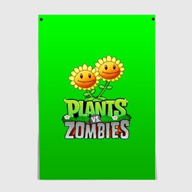 Постер с принтом PLANTS VS ZOMBIES в Белгороде, 100% бумага
 | бумага, плотность 150 мг. Матовая, но за счет высокого коэффициента гладкости имеет небольшой блеск и дает на свету блики, но в отличии от глянцевой бумаги не покрыта лаком | battle | plants | plants vs zombies | pvsz | vs | zombies | растения против зомби