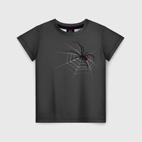 Детская футболка 3D с принтом Паук в Белгороде, 100% гипоаллергенный полиэфир | прямой крой, круглый вырез горловины, длина до линии бедер, чуть спущенное плечо, ткань немного тянется | animal | animals | poison | spider | venom | вдова | животные | каракурт | паук | паутина | паучок | черная | черная вдова | яд
