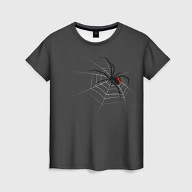 Женская футболка 3D с принтом Паук в Белгороде, 100% полиэфир ( синтетическое хлопкоподобное полотно) | прямой крой, круглый вырез горловины, длина до линии бедер | animal | animals | poison | spider | venom | вдова | животные | каракурт | паук | паутина | паучок | черная | черная вдова | яд