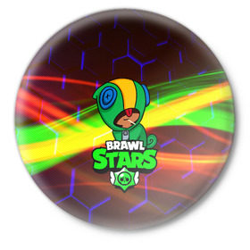 Значок с принтом BRAWL STARS LEON в Белгороде,  металл | круглая форма, металлическая застежка в виде булавки | Тематика изображения на принте: android | brawl stars | games | leon | mobile game | stars | игры | леон | мобильные игры
