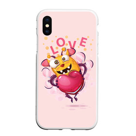 Чехол для iPhone XS Max матовый с принтом LOVE в Белгороде, Силикон | Область печати: задняя сторона чехла, без боковых панелей | Тематика изображения на принте: bee | bright | cool | funny | heart | веселый | забавный | прикольный | пчелка | сердце | яркий