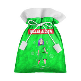 Подарочный 3D мешок с принтом BILLIE EILISH GREEN в Белгороде, 100% полиэстер | Размер: 29*39 см | bad guy | billie | eilish | ocean eyes | айлиш | билли | девушка | певица | эйлиш