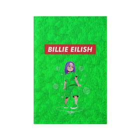 Обложка для паспорта матовая кожа с принтом BILLIE EILISH GREEN в Белгороде, натуральная матовая кожа | размер 19,3 х 13,7 см; прозрачные пластиковые крепления | bad guy | billie | eilish | ocean eyes | айлиш | билли | девушка | певица | эйлиш