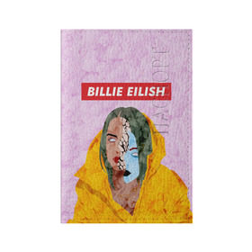 Обложка для паспорта матовая кожа с принтом BILLIE EILISH в Белгороде, натуральная матовая кожа | размер 19,3 х 13,7 см; прозрачные пластиковые крепления | bad guy | billie | eilish | ocean eyes | айлиш | билли | девушка | певица | эйлиш