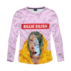 Женский лонгслив 3D с принтом BILLIE EILISH в Белгороде, 100% полиэстер | длинные рукава, круглый вырез горловины, полуприлегающий силуэт | bad guy | billie | eilish | ocean eyes | айлиш | билли | девушка | певица | эйлиш