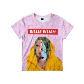 Детская футболка 3D с принтом BILLIE EILISH в Белгороде, 100% гипоаллергенный полиэфир | прямой крой, круглый вырез горловины, длина до линии бедер, чуть спущенное плечо, ткань немного тянется | bad guy | billie | eilish | ocean eyes | айлиш | билли | девушка | певица | эйлиш
