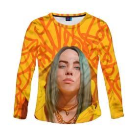 Женский лонгслив 3D с принтом BILLIE EILISH в Белгороде, 100% полиэстер | длинные рукава, круглый вырез горловины, полуприлегающий силуэт | bad guy | billie | eilish | ocean eyes | айлиш | билли | девушка | певица | эйлиш