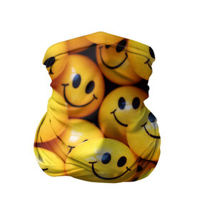 Бандана-труба 3D с принтом ЖЕЛТЫЕ СМАЙЛИКИ в Белгороде, 100% полиэстер, ткань с особыми свойствами — Activecool | плотность 150‒180 г/м2; хорошо тянется, но сохраняет форму | Тематика изображения на принте: emoji | настроение | позитив | смайлики | смайлы | стикеры | текстура смайл | улыбки | фон смайл | эмодзи