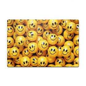 Пазл магнитный 126 элементов с принтом ЖЕЛТЫЕ СМАЙЛИКИ в Белгороде, полимерный материал с магнитным слоем | 126 деталей, размер изделия —  180*270 мм | emoji | настроение | позитив | смайлики | смайлы | стикеры | текстура смайл | улыбки | фон смайл | эмодзи