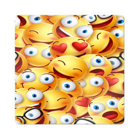 Магнит виниловый Квадрат с принтом emoji в Белгороде, полимерный материал с магнитным слоем | размер 9*9 см, закругленные углы | emoji | настроение | позитив | смайлики | смайлы | стикеры | текстура смайл | улыбки | фон смайл | эмодзи