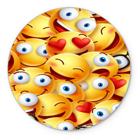 Коврик для мышки круглый с принтом emoji в Белгороде, резина и полиэстер | круглая форма, изображение наносится на всю лицевую часть | emoji | настроение | позитив | смайлики | смайлы | стикеры | текстура смайл | улыбки | фон смайл | эмодзи