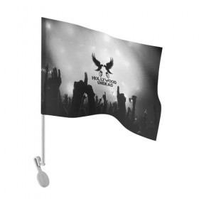 Флаг для автомобиля с принтом HOLLYWOOD UNDEAD в Белгороде, 100% полиэстер | Размер: 30*21 см | charlie scene | danny | funny man | hollywood undead | j dog | johnny 3 tears | logo | music | rock | альтернатива | металл | музыка | музыкальный | рок