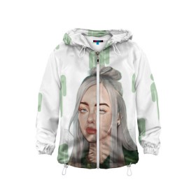 Детская ветровка 3D с принтом BILLIE EILISH в Белгороде, 100% полиэстер | подол и капюшон оформлены резинкой с фиксаторами, по бокам два кармана без застежек, один потайной карман на груди | bad guy | billie | eilish | ocean eyes | айлиш | билли | девушка | певица | эйлиш