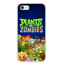 Чехол для iPhone 5/5S матовый с принтом PLANTS VS ZOMBIES в Белгороде, Силикон | Область печати: задняя сторона чехла, без боковых панелей | plants and zombies | plants vs zombies | зомби | игры | растения | растения против зомби