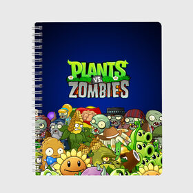 Тетрадь с принтом PLANTS VS ZOMBIES в Белгороде, 100% бумага | 48 листов, плотность листов — 60 г/м2, плотность картонной обложки — 250 г/м2. Листы скреплены сбоку удобной пружинной спиралью. Уголки страниц и обложки скругленные. Цвет линий — светло-серый
 | plants and zombies | plants vs zombies | зомби | игры | растения | растения против зомби