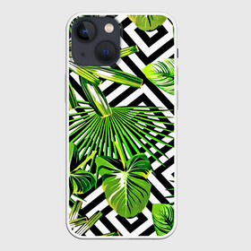 Чехол для iPhone 13 mini с принтом TROPIC TEXTURE в Белгороде,  |  | bright | colorful | neon | retro | vintage | винтаж | неон | неоновые | пальмы | ретро | ретро неон | тропики | тропические листья