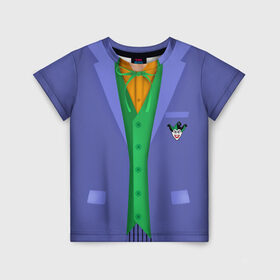 Детская футболка 3D с принтом Joker в Белгороде, 100% гипоаллергенный полиэфир | прямой крой, круглый вырез горловины, длина до линии бедер, чуть спущенное плечо, ткань немного тянется | batman | costume | harley | harley quinn | joker | quinn | бетмен | джокер | квинн | костюм джокера | костюм харли | харли | харли квинн