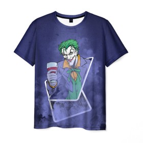 Мужская футболка 3D с принтом Joker from cards в Белгороде, 100% полиэфир | прямой крой, круглый вырез горловины, длина до линии бедер | Тематика изображения на принте: batman | dc | dc джокер | detective comics | harley | joker | shtatjoker | the joker | бетмен | джокер | злодей | харли