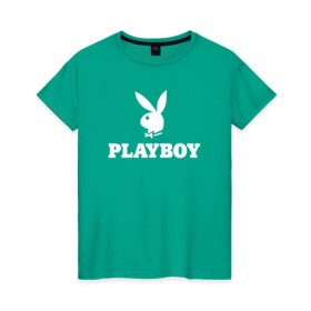 Женская футболка хлопок с принтом PLAYBOY в Белгороде, 100% хлопок | прямой крой, круглый вырез горловины, длина до линии бедер, слегка спущенное плечо | brazzers | cекс | merch | new sensations | playboy | private | tushy | бразерс | мерч | плейбой