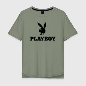Мужская футболка хлопок Oversize с принтом Playboy в Белгороде, 100% хлопок | свободный крой, круглый ворот, “спинка” длиннее передней части | brazzers | cекс | merch | new sensations | playboy | private | tushy | бразерс | мерч | плейбой