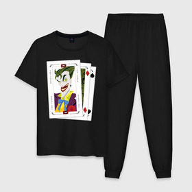 Мужская пижама хлопок с принтом Joker cards в Белгороде, 100% хлопок | брюки и футболка прямого кроя, без карманов, на брюках мягкая резинка на поясе и по низу штанин
 | Тематика изображения на принте: batman | dc | dc джокер | detective comics | harley | joker | shtatjoker | the joker | бетмен | джокер | злодей | харли