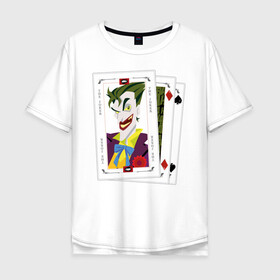 Мужская футболка хлопок Oversize с принтом  Joker cards в Белгороде, 100% хлопок | свободный крой, круглый ворот, “спинка” длиннее передней части | Тематика изображения на принте: batman | dc | dc джокер | detective comics | harley | joker | shtatjoker | the joker | бетмен | джокер | злодей | харли