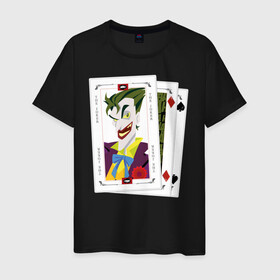 Мужская футболка хлопок с принтом  Joker cards в Белгороде, 100% хлопок | прямой крой, круглый вырез горловины, длина до линии бедер, слегка спущенное плечо. | Тематика изображения на принте: batman | dc | dc джокер | detective comics | harley | joker | shtatjoker | the joker | бетмен | джокер | злодей | харли