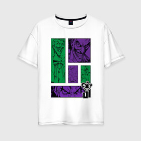 Женская футболка хлопок Oversize с принтом Joker emotions в Белгороде, 100% хлопок | свободный крой, круглый ворот, спущенный рукав, длина до линии бедер
 | batman | dc | dc джокер | detective comics | harley | joker | the joker | бетмен | джокер | злодей | харли