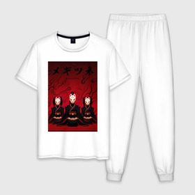 Мужская пижама хлопок с принтом Babymetal art в Белгороде, 100% хлопок | брюки и футболка прямого кроя, без карманов, на брюках мягкая резинка на поясе и по низу штанин
 | heavy | japan | kawaii | metal | music | rock | кавай | метал | музыка | рок | хэви | япония