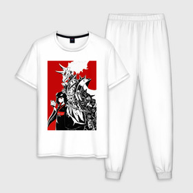 Мужская пижама хлопок с принтом Babymetal fan art в Белгороде, 100% хлопок | брюки и футболка прямого кроя, без карманов, на брюках мягкая резинка на поясе и по низу штанин
 | heavy | japan | kawaii | metal | music | rock | кавай | метал | музыка | рок | хэви | япония