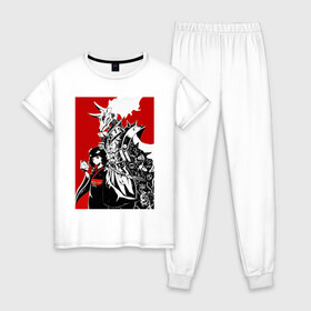 Женская пижама хлопок с принтом Babymetal fan art в Белгороде, 100% хлопок | брюки и футболка прямого кроя, без карманов, на брюках мягкая резинка на поясе и по низу штанин | heavy | japan | kawaii | metal | music | rock | кавай | метал | музыка | рок | хэви | япония