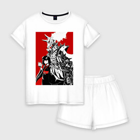 Женская пижама с шортиками хлопок с принтом Babymetal fan art в Белгороде, 100% хлопок | футболка прямого кроя, шорты свободные с широкой мягкой резинкой | heavy | japan | kawaii | metal | music | rock | кавай | метал | музыка | рок | хэви | япония