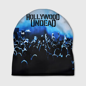 Шапка 3D с принтом HOLLYWOOD UNDEAD в Белгороде, 100% полиэстер | универсальный размер, печать по всей поверхности изделия | charlie scene | danny | funny man | hollywood undead | j dog | johnny 3 tears | logo | music | rock | альтернатива | металл | музыка | музыкальный | рок